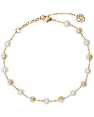Burberry Pulsera Con Perlas Y Charm - Blanco