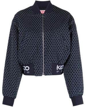 KENZO Sashiko Stitch Bomber Jacket - Women's - Polyester/polyamide/cotton - Blue
