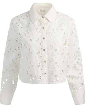 Alice + Olivia Camisa Corta Con Bordado Inglés - Blanco