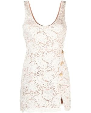 Self-Portrait Cream Cord Lace Mini Dress - Natural