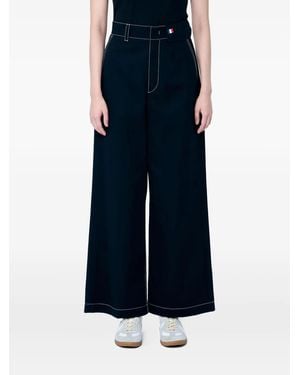 Palm Angels x Moncler Contrast-Topstitching Trousers - Blue