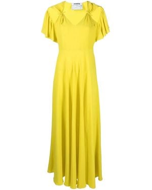 Vivetta Ruched Cut-Out Maxi Dress - Yellow
