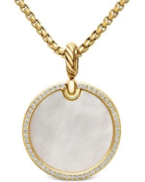David Yurman 18Kt Dy Elements Disc Diamond Rim Pendant (24Mm) - Metallic