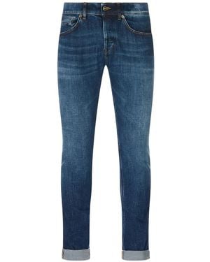 Dondup Logo-Plaque Whiskered Skinny Jeans - Blue