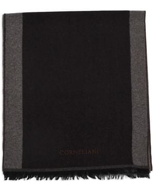 Corneliani Striped Cashmere Scarf - Black