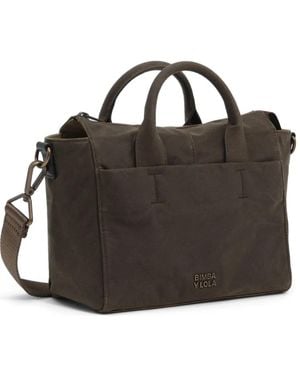 Bimba Y Lola Medium Superwax Khaki Cotton Bowling Bag - Black