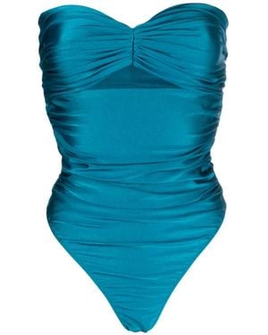 Amen Badeanzug Mit Raffungen - Blau