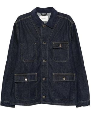 Les Deux Corduroy-Collar Denim Jacket - Blue