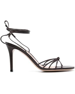 Gianvito Rossi 85Mm Strappy Leather Sandals - Metallic