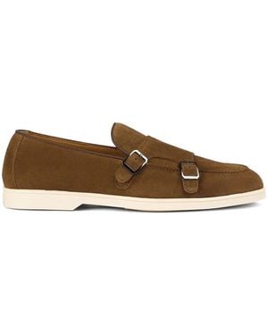 Doucal's Double-Buckle Suede Loafers - Brown