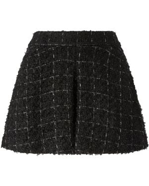 Genny Pleated Tweed Shorts - Black