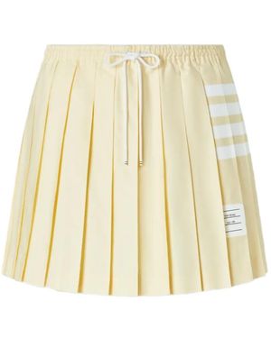 Thom Browne 4-Bar Drawstring Pleated Mini Skirt - Natural