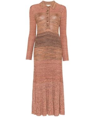 Zimmermann Vestido Midi De Canalé Con Cuello De Polo - Blanco
