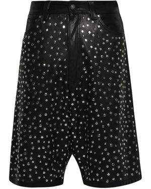 Earthling VIP Leather Stud-Embellished Shorts - Black