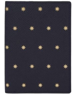 Smythson Panama Star Passport Cover - Blue