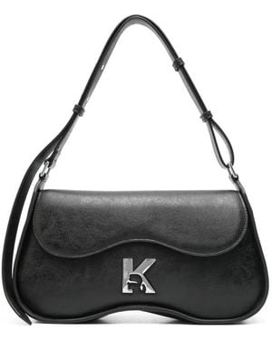 KARL LAGERFELD K-Logo Curved Shoulder Bag - Black
