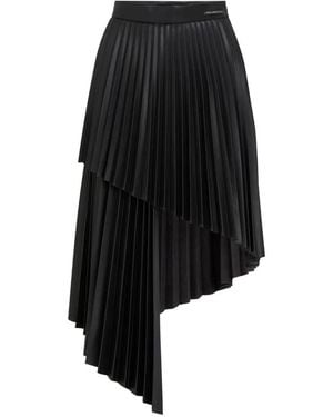 KARL LAGERFELD Pleated Asymmetric Midi Skirt - Black