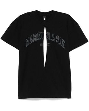 MM6 by Maison Martin Margiela Logo-Print Cut-Out T-Shirt - Black