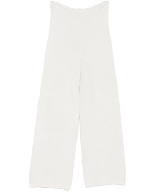 Liviana Conti Ribbed-Knit Wide-Leg Trousers - White