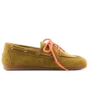 POSA Suede Boat Loafers - Natural