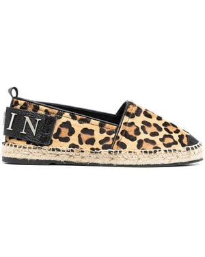 Philipp Plein Leopard-Print Slip-On Espadrilles - Brown