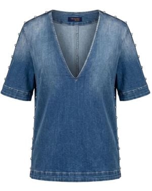 Trussardi Stud-Embellished V-Neck Blouse - Blue