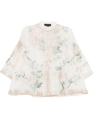 Biyan Floral-Embroidered Blouse - White