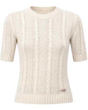 N°21 Cable-Knit Short-Sleeve Jumper - White