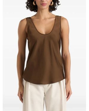 Manière De Voir Mathilda Satin Scoop-Neck Open-Back Tank Top - Brown