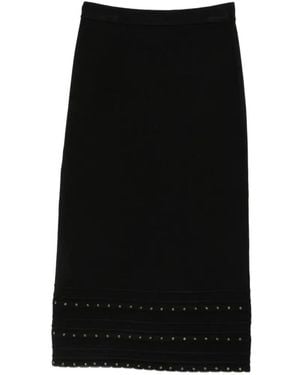 Twinset Stud-Embellished Ribbed-Knit Skirt - Black