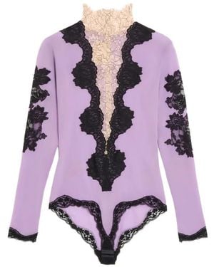 Valentino Garavani Jersey Bodysuit With Lace - Purple