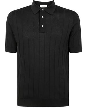 FILIPPO DE LAURENTIIS Stripe-detail Polo Shirt - ブラック