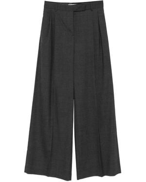 MSGM Pleated Wide-Leg Trousers - Black