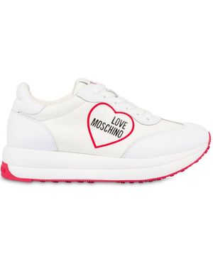 Love Moschino Logo-Print Lace-Up Trainers - White