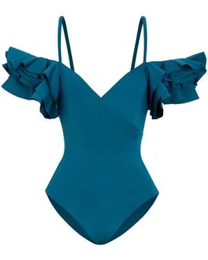 Maygel Coronel Blas Ruffled Swimsuit - Blue