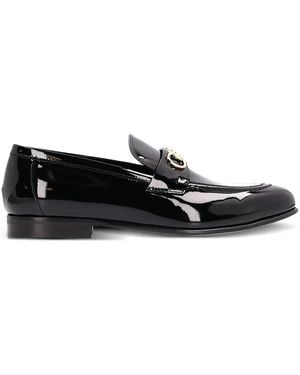 Ferragamo Gancini Patent-Leather Loafers - Black