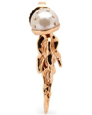 Bibi Van Der Velden Pendiente Jellyfish En Oro De 18 Ct Con Perla - Blanco