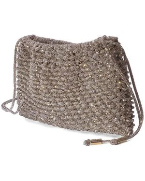 HIBOURAMA Penelope Crystal-Embellished Shoulder Bag - Grey