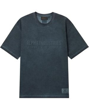Alpha Industries Logo-Print Crew-Neck T-Shirt - Blue