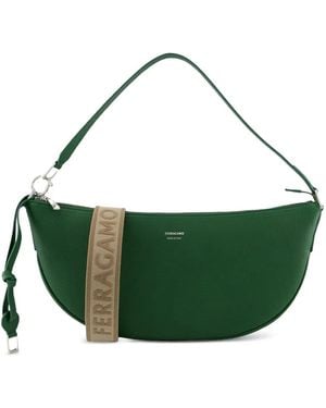 Ferragamo Curved Leather Shoulder Bag - Green