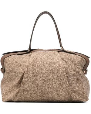 Borbonese Frame Printed Tote Bag - Natural