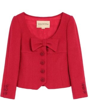 Valentino Garavani Bow-Detail Tweed Blazer - Red