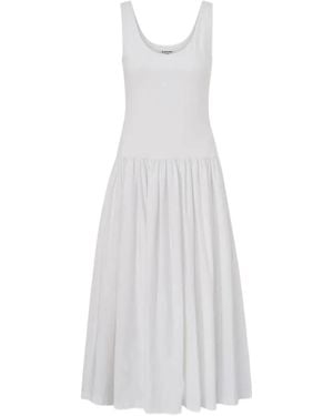 LA PISCINE Gathered Midi Dress - White
