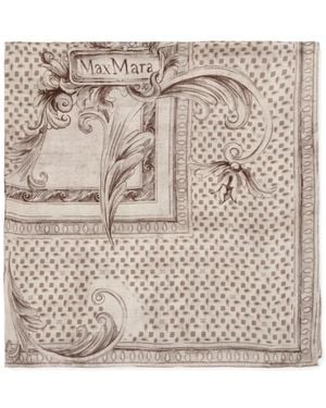 Max Mara Printed Twill Scarf - Natural