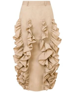 Moschino Ruffled Midi Skirt - Natural