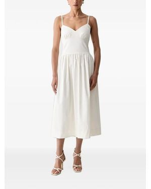 Morgan Smocked Tie-Back Midi Dress - White