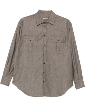 Tagliatore Houndstooth Button-Up Shirt - Gray