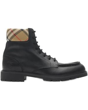 Burberry Combat Rogue Leather Boots - Black