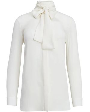 KHAITE Tash Scarf-Detail Silk Blouse - White