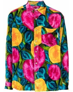 Marni Floral-Print Velvet Shirt - Pink